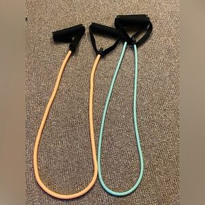 Orange and Teal Resistance Bands with Handles